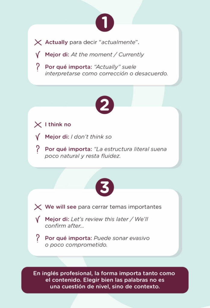 errores frecuentes reuniones ingles