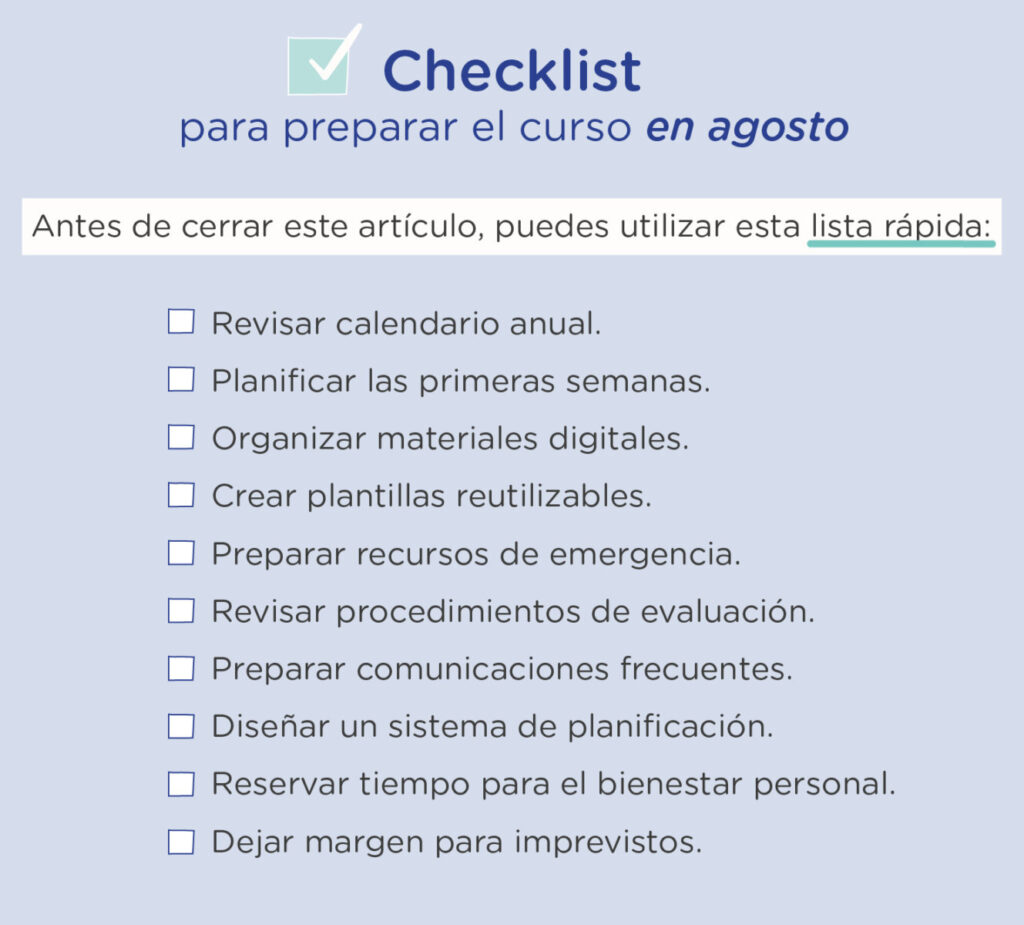 Organización docente 10 tareas clave para agosto