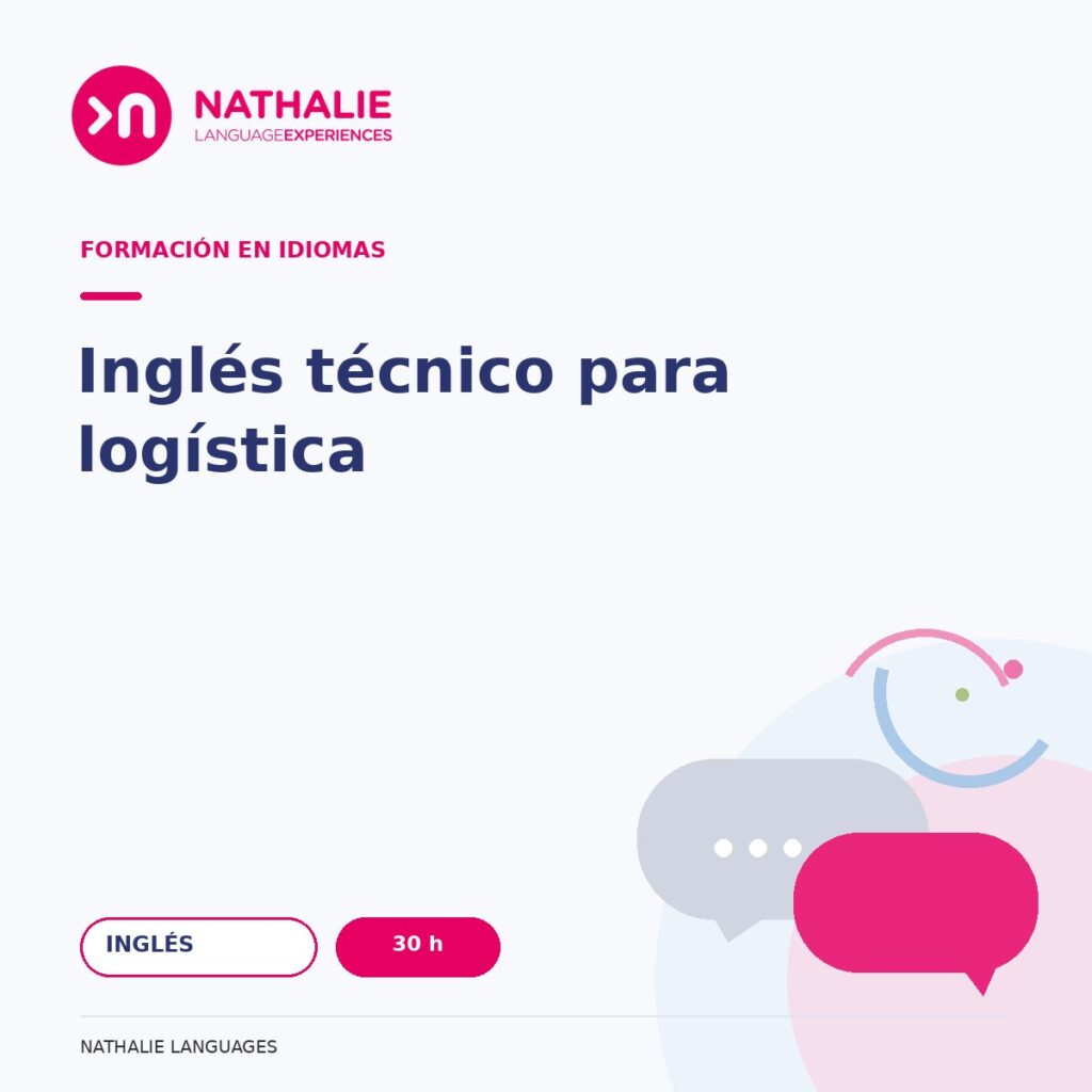 Portada del curso Inglés técnico para logística · 30 h de Nathalie Languages.