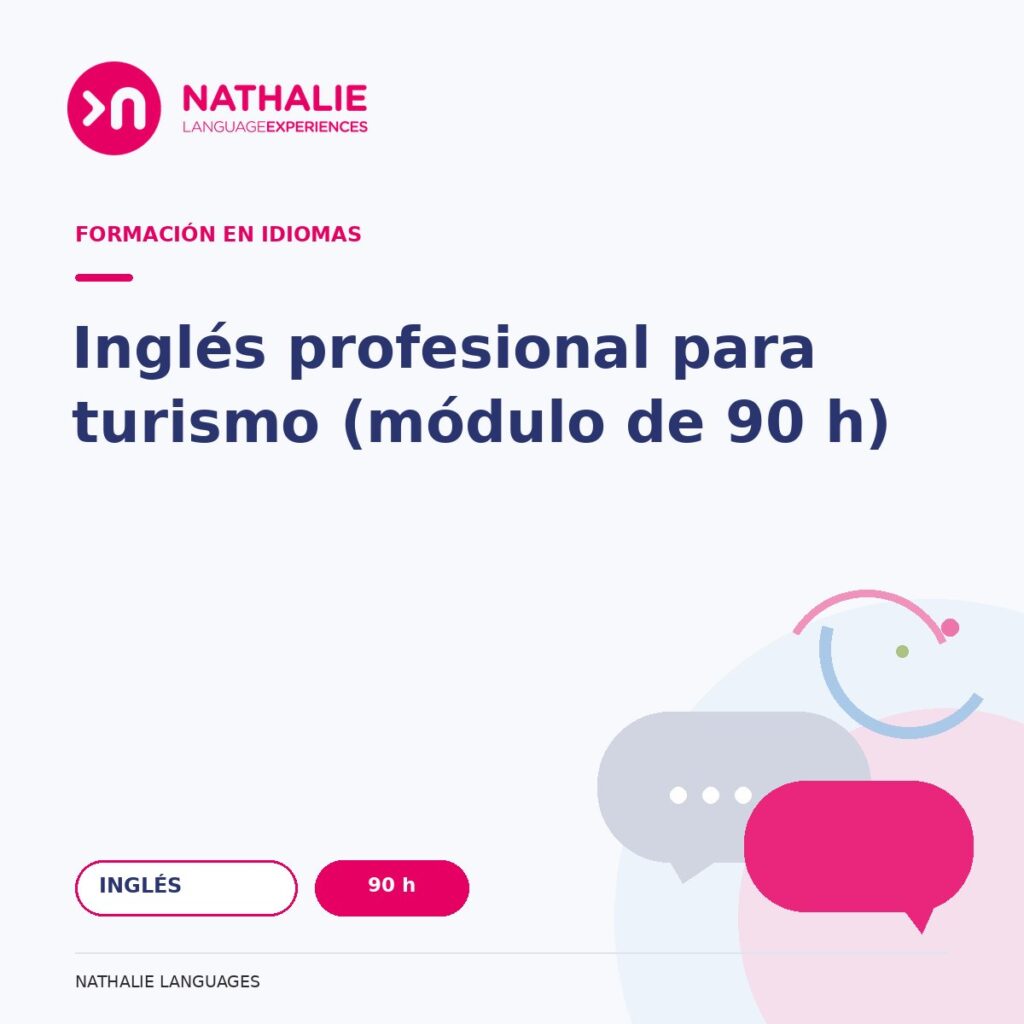 Portada del curso Inglés profesional para turismo (módulo de 90 h) · 90 h de Nathalie Languages.