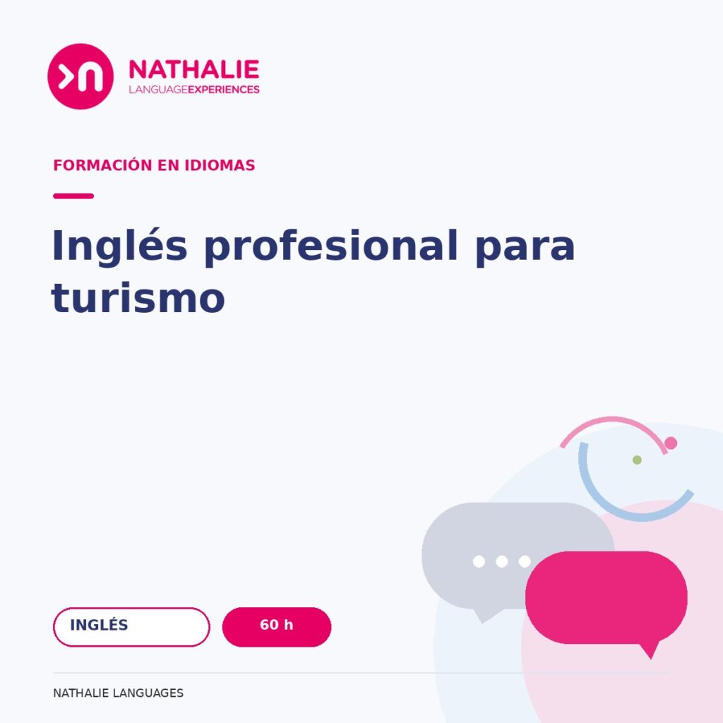 Portada del curso Inglés profesional para turismo · 60 h de Nathalie Languages.
