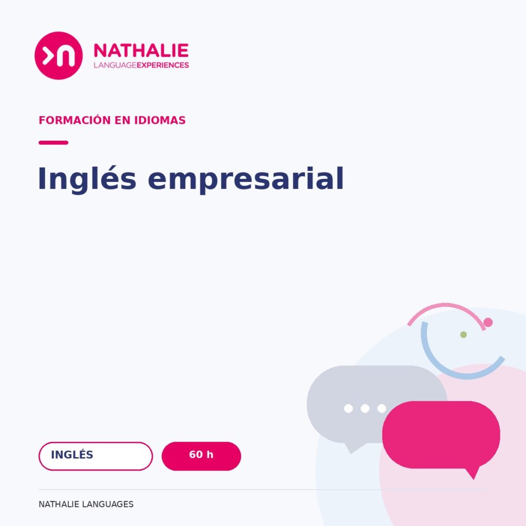 Portada del curso Inglés empresarial · 60 h de Nathalie Languages.