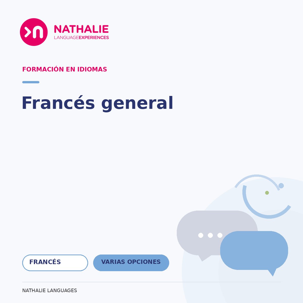 Portada del curso Francés general de Nathalie Languages.